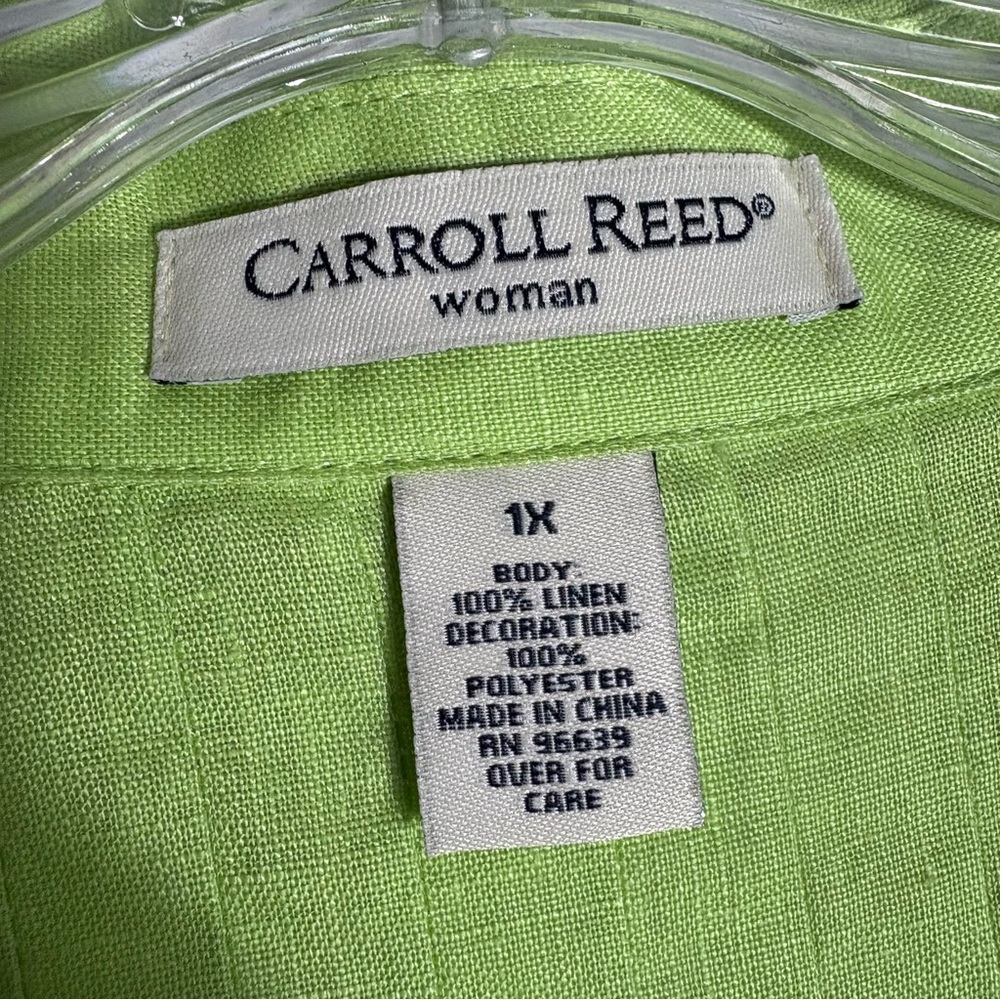 CARROLL REED Woman 100% Linen Lime Button-Down Shirt Size 1X - Picture 9 of 13